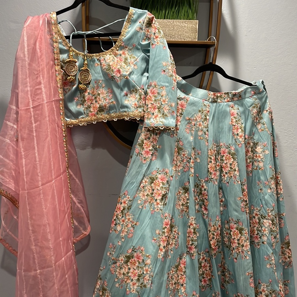 Floral Blue and Pink Women's Dress